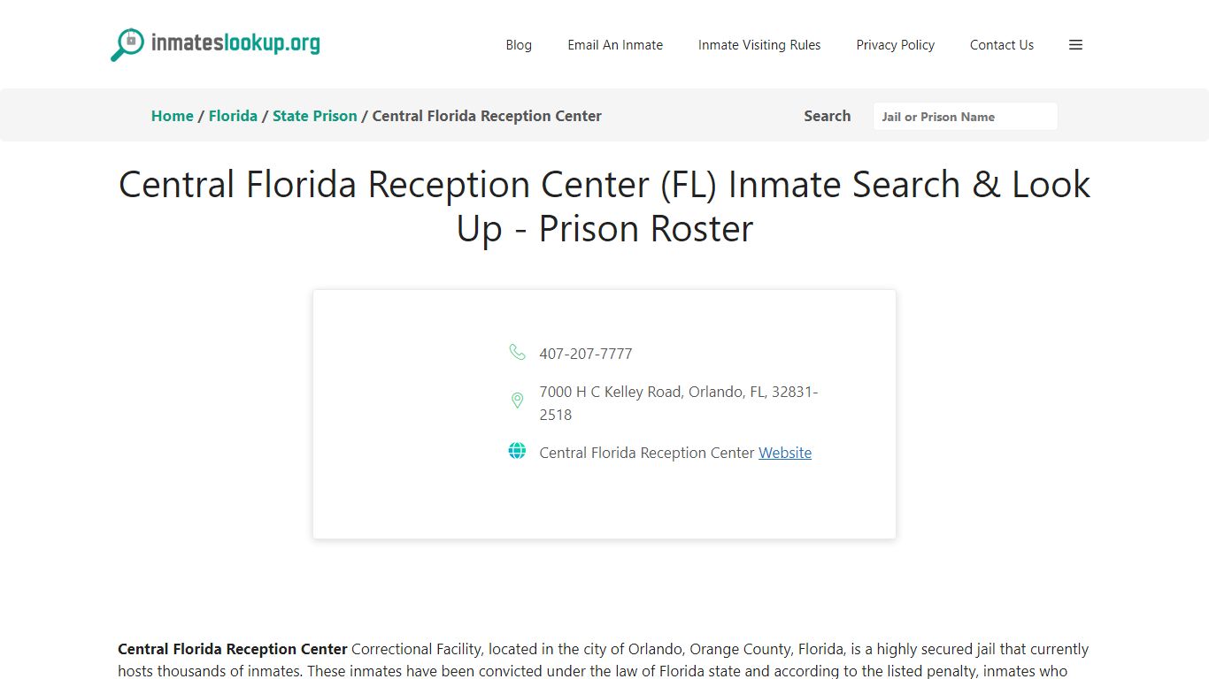 Central Florida Reception Center (FL) Inmate Search & Look Up - Prison ...